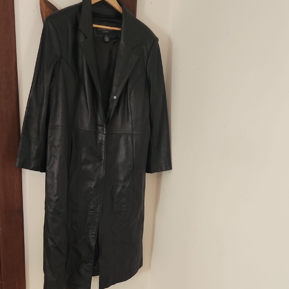 Women's Black Leather Coat with insulated lining. Size 1X